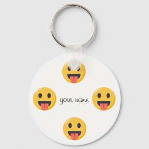 Emoji Face en '' Jouw naam here " Sleutelhanger