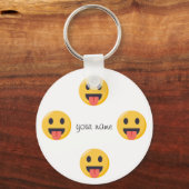Emoji Face en '' Jouw naam here " Sleutelhanger (Voorkant)