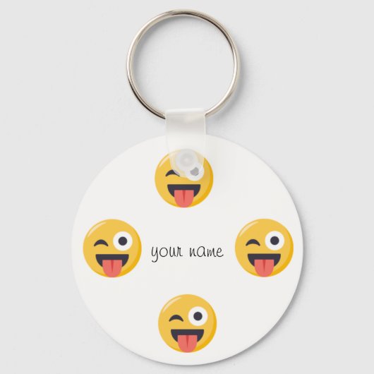 Emoji Face en '' Jouw naam here " Sleutelhanger (Voorkant)