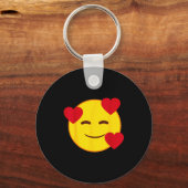 Emoji Floating Hearts Yellow Smile Face Sleutelhanger (Voorkant)
