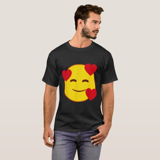 Emoji Floating Hearts Yellow Smile Face T-shirt (Voorkant volledig)