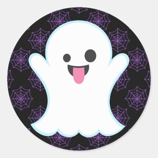 Emoji Ghost sur Spiderwebs Stickers Halloween (Devant)