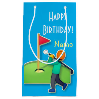 Emoji golf Happy Birthday lichtblauw Klein Cadeauzakje