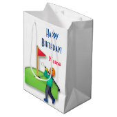 Emoji golf Happy Birthday white Medium Cadeauzakje (Voorkant Gekanteld)