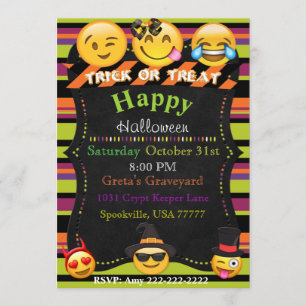 Emoji Halloween Party of Halloween Birthday Invite Kaart