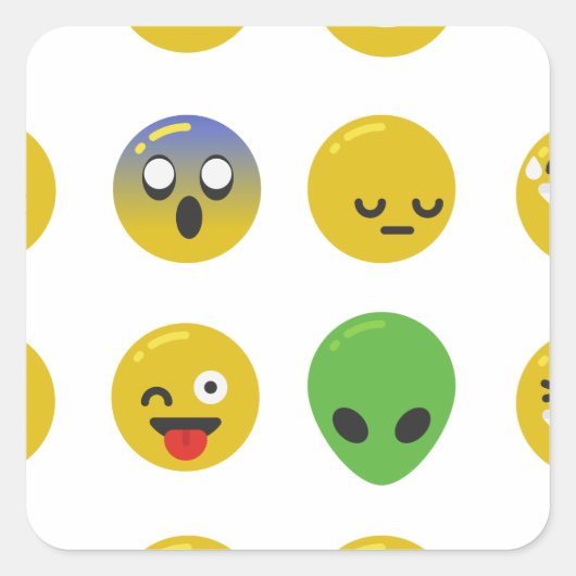 Emoji happy face vierkante sticker (Voorkant)