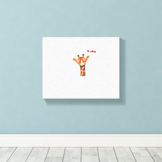 Emoji Happy Love Eyes Giraffe Face Canvas Afdruk (Insitu (Houten vloer))