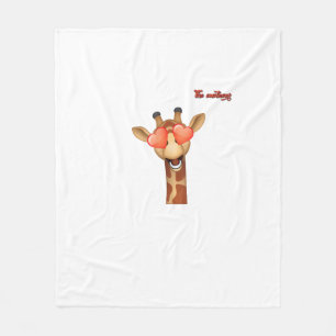 Emoji Happy Love Eyes Giraffe Face Fleece Deken