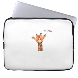 Emoji Happy Love Eyes Giraffe Face Laptop Sleeve