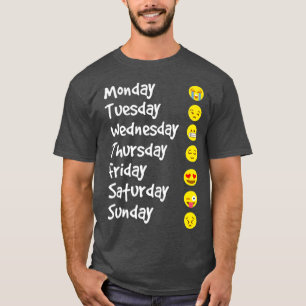 Emoji houdt van je moticon 7 dagen per week wit t-shirt