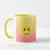 Emoji jaune heureux superbe pointille la tasse (Gauche)