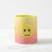 Emoji jaune heureux superbe pointille la tasse (Centre)