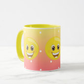 Emoji jaune heureux superbe pointille la tasse (Devant gauche)