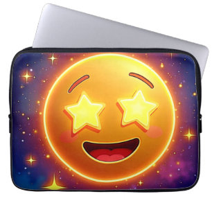 Emoji Joy met sterrenoog Laptop Sleeve