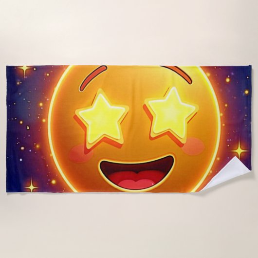 Emoji Joy met sterrenoog Strandlaken (Voorkant)