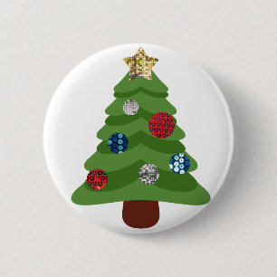 emoji kerstboom ronde button 5,7 cm