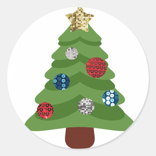 emoji kerstboom ronde sticker (Voorkant)