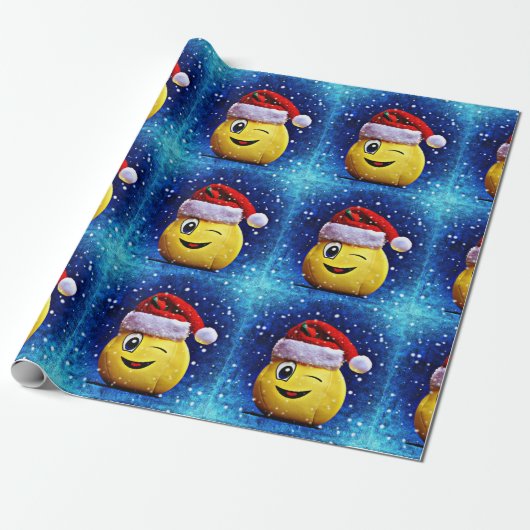 Emoji kerstinpakpapier cadeaupapier (Uitgerold)