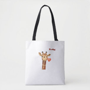 Emoji knipogen Kissing Heart Giraffe Face Draagtas