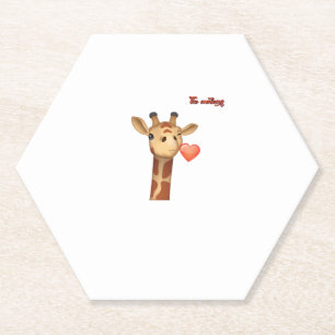 Emoji knipogen Kissing Heart Giraffe Face Kartonnen Onderzetters