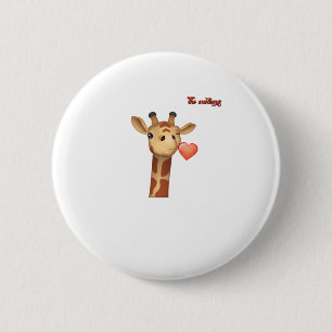Emoji knipogen Kissing Heart Giraffe Face Ronde Button 5,7 Cm