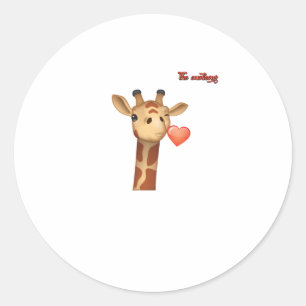 Emoji knipogen Kissing Heart Giraffe Face Ronde Sticker
