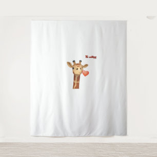 Emoji knipogen Kissing Heart Giraffe Face Wandkleed