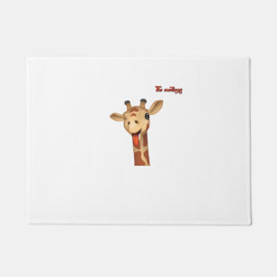 emoji knipogen tong uit giraffe gezicht deurmat