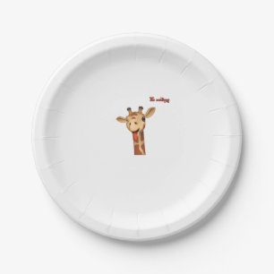 emoji knipogen tong uit giraffe gezicht papieren bordje