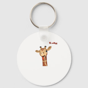 emoji knipogen tong uit giraffe gezicht sleutelhanger