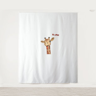 emoji knipogen tong uit giraffe gezicht wandkleed