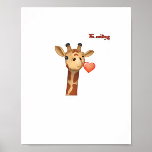 emoji knipogend kussend hart giraffe gezicht poster