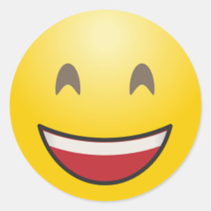 Emoji lachend gezicht met open mond & lachende oge ronde sticker