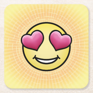 Emoji Love Vierkante Kartonnen Onderzetter