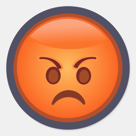 Emoji Mad Face Ronde Sticker (Voorkant)