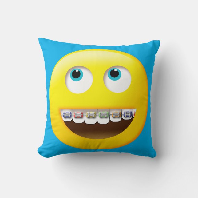 Emoji met Braces Pillow Kussen (Voorkant)