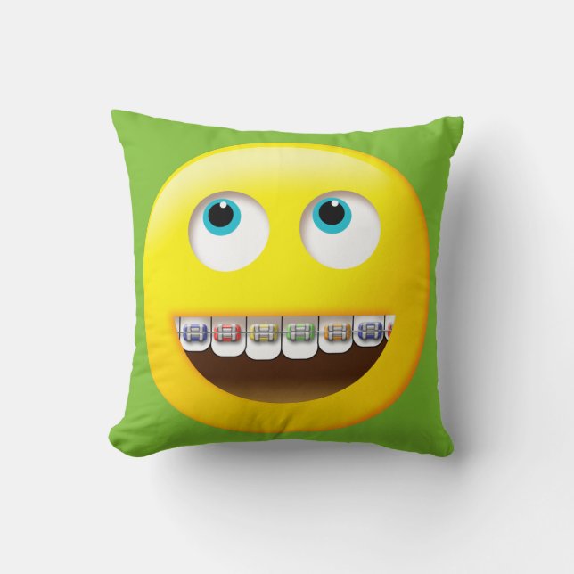 Emoji met Braces Pillow Kussen (Voorkant)