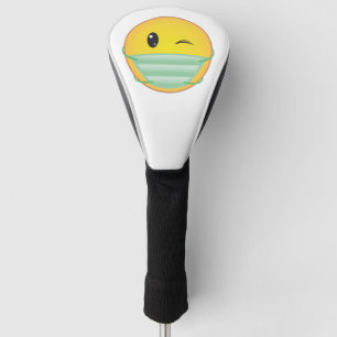 Emoji met masker golfheadcover