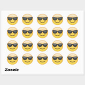 Emoji met zonnebril ronde sticker (Vel)
