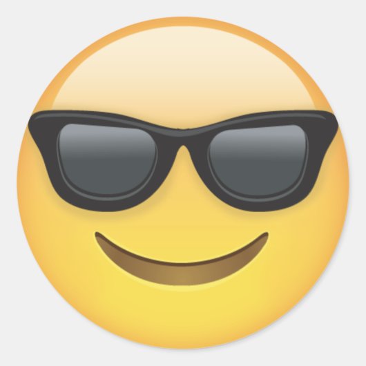 Emoji met zonnebril ronde sticker (Voorkant)