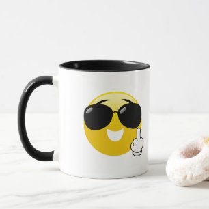 Emoji Middle Finger met zonnebril Coffee-Mok Mok