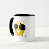Emoji Middle Finger met zonnebril Coffee-Mok Mok (Voorkant links)