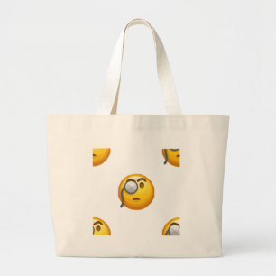 emoji monocle grote tote bag