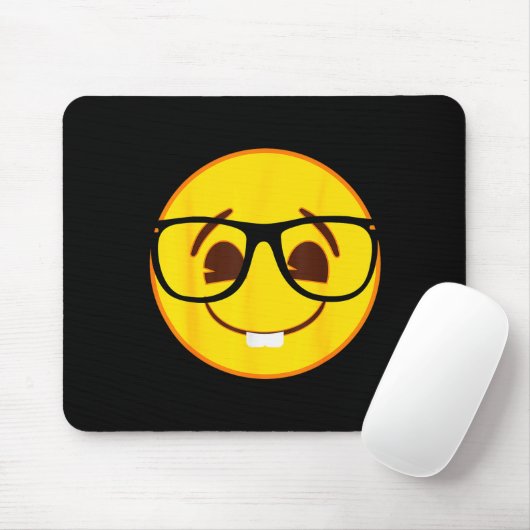 Emoji Nerd Gles Yellow Smile Face Muismat (Met muis)