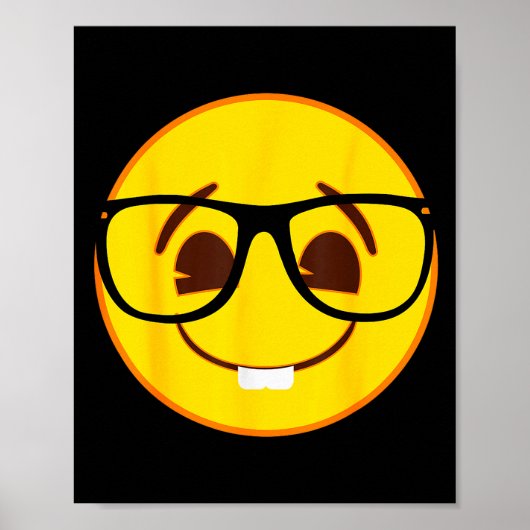 Emoji Nerd Gles Yellow Smile Face Poster (Voorkant)