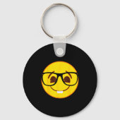 Emoji Nerd Gles Yellow Smile Face Sleutelhanger (Voorkant)
