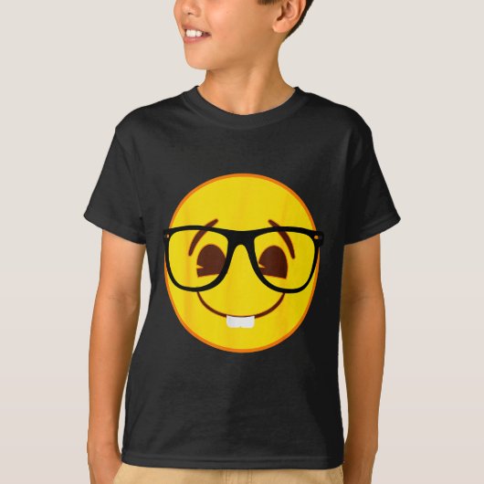Emoji Nerd Gles Yellow Smile Face T-shirt (Voorkant)