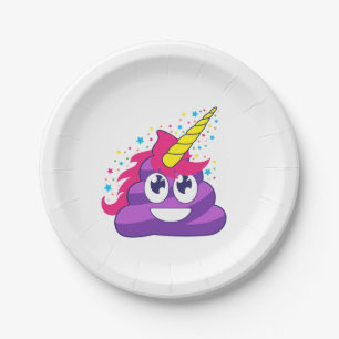Emoji Paarse Unicorn Poop Papieren Bordje