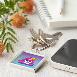 Emoji Paarse Unicorn Poop Sleutelhanger