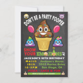 Emoji Party Icecream Pooper Invitation Anniversair (Devant)